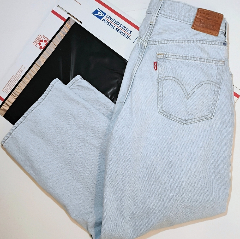 Levi's Baggy Straight Leg Light Wash Drawstring Jeans 27 - Picture 15 of 15